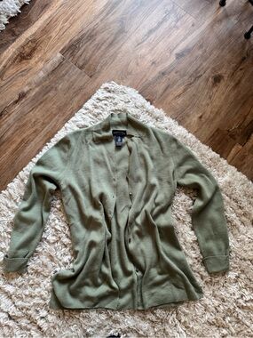 Charter Club Olive Green Merino Wool Cardigan